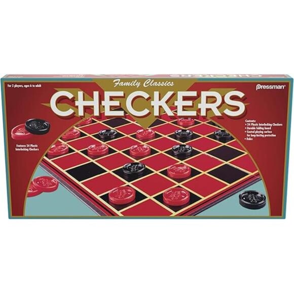Family Classics Checkers -- Folding Board and Interlocking Checkers by Pressman - Picture 4 of 4